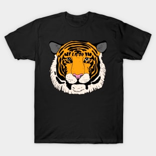 Tiger Head with orange and black stripes handdrawn T-Shirt